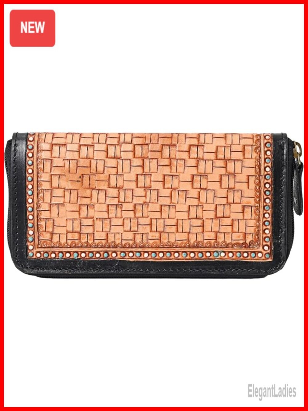 Artisan Western Tooled Leather Trifold Wallet Clutch RFID Blocking